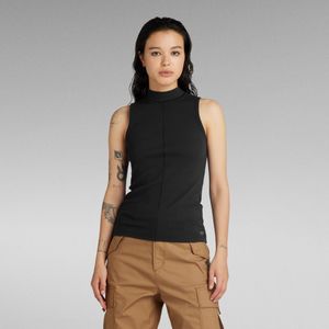 Open Back Mock Slim Top - Zwart - Dames