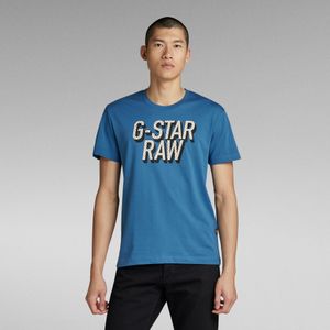 3D Dotted Graphic T-Shirt - Midden blauw - Heren