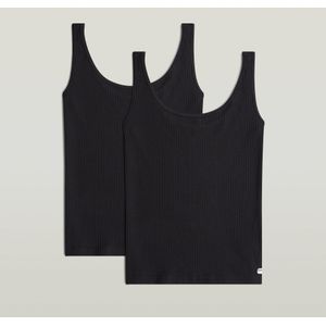 Rib Tanktop Set van 2 - Zwart - Dames