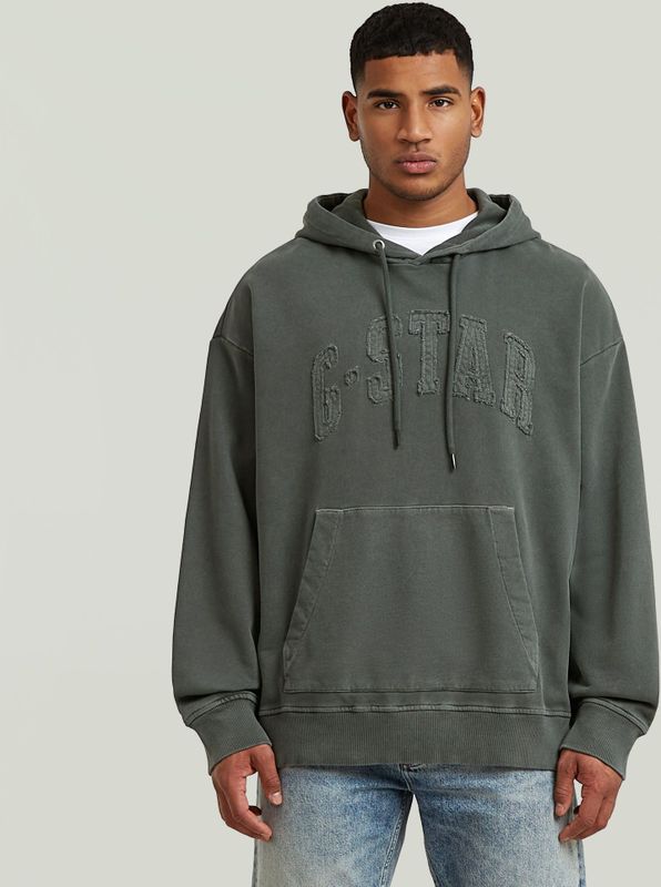 Applique Relaxed Hoodie Sweater - Zwart - Heren