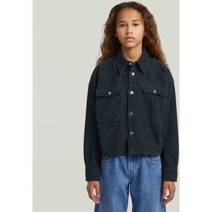 Overhemd Cropped Pocket voor meisjes - Donkerblauw - meisjes