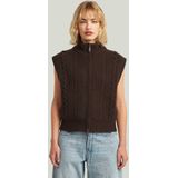 G-star - Cable Full Zip Vest - Mouwloos - Zware Kwaliteit - 100% Verantwoorde Wol