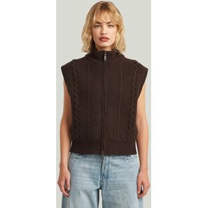 G-star - Cable Full Zip Vest - Mouwloos - Zware Kwaliteit - 100% Verantwoorde Wol