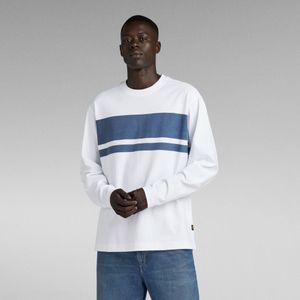 Placed Stripe Boxy T-Shirt - Wit - Heren