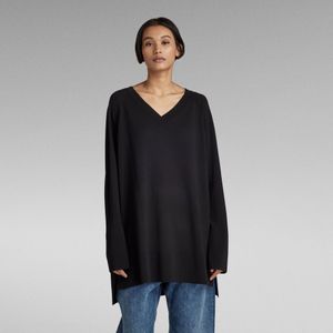 Gebreide Trui Oversized V-Hals - Zwart - Dames