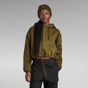 Sleeve Graphic Cropped Loose Hoodie - Groen - Dames