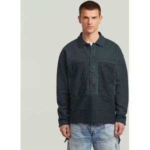 Washed Fabric Mix Loose Sweater - Donkerblauw - Heren