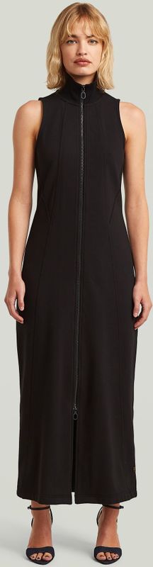 Slim Full Zip Dress - Zwart - Dames