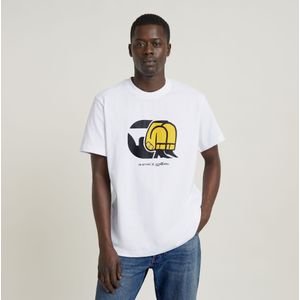 Unisex Jeans Cartoon Loose T-Shirt - Wit - Heren