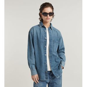 Relaxed Overshirt - Midden blauw - Dames