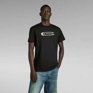 Distressed Old School Logo T-Shirt - Zwart - Heren