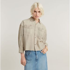 Cut Off Shirt - Beige - Dames