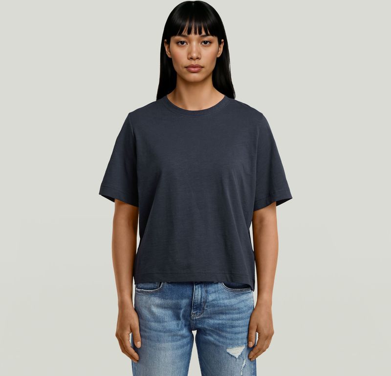 Boxy T-shirt - Donkerblauw - Dames