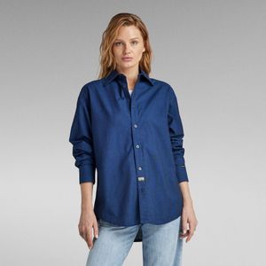 Relaxed Denim Shirt Pocketless - Donkerblauw - Dames