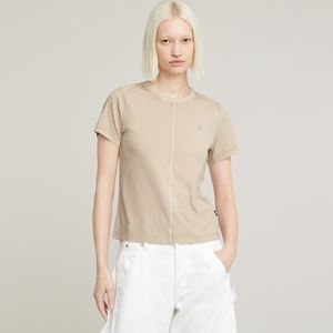 Overdyed Front Seam Top - Beige - Dames