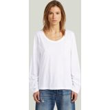 Scoop Neck Longsleeve T-Shirt - Wit - Dames