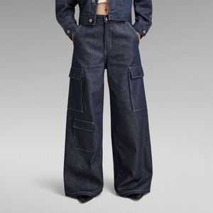 Mega Cargo Denim Jeans - Donkerblauw - Dames