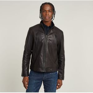 Lederen Bikerjack - Zwart - Heren