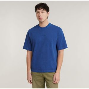 Overdyed Center Chest Boxy T-Shirt - Midden blauw - Heren