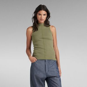 Open Back Mock Slim Top - Groen - Dames