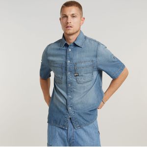 Slanted Double Pocket Regular Shirt - Lichtblauw - Heren