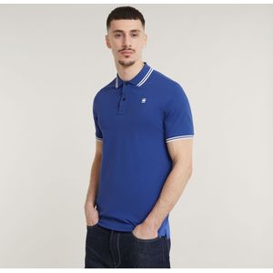 Dunda Slim Stripe Polo - Midden blauw - Heren