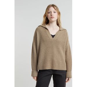 Loose Polo Heavy Knitted - Beige - Dames