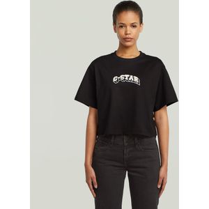 Felt Logo Boxy T-shirt - Zwart - Dames
