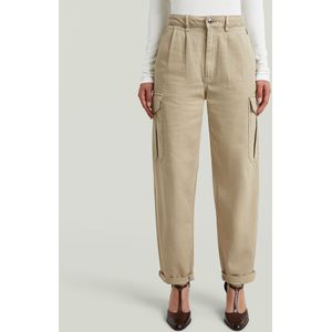 Pleated Tapered Cargo Chino - Beige - Dames