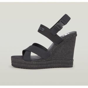 Bodana Cross Strap Denim Sleehak - Zwart - Dames