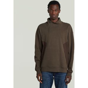 Fabric Mix Half Zip Sweater - Bruin - Heren