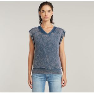 Washed Sweater - Midden blauw - Dames