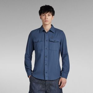 Marine Slim Shirt - Midden blauw - Heren