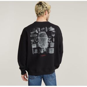 Knolling Back Graphic Loose Sweater - Zwart - Heren