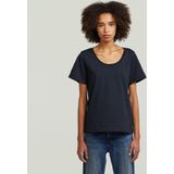 T-shirt - Donkerblauw - Scoop Neck - Dames