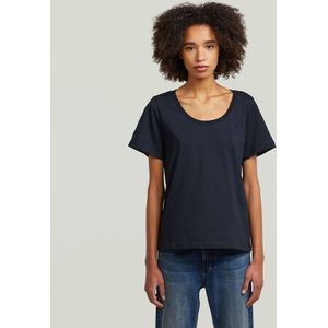 T-shirt - Donkerblauw - Scoop Neck - Dames