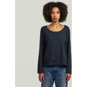 Scoop Neck - Longsleeve T-Shirt - Donkerblauw - Dames