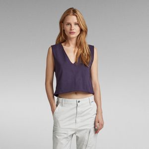 Boxy Cropped Graphic Top - Paars - Dames