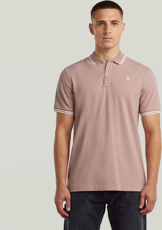 Dunda Slim Stripe Polo - Roze - Heren