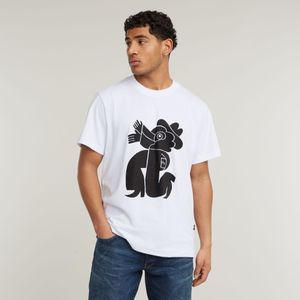 Boots Illustration Loose T-Shirt - Wit - Heren