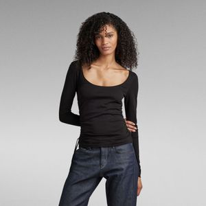 Adjustable Slim Deep Scoop Top - Zwart - Dames