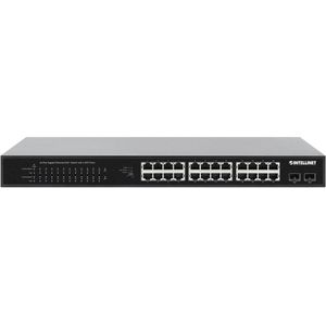 Intellinet 24-Port Gigabit Ethernet PoE+ Switch mit 2 SFP-Ports PoE-Strombudget 370 W 19 19 netwerk switch 10 / 100 / 1000 MBit/s IEEE 802.3af (15.4 W), IEEE