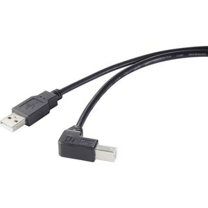 Renkforce USB-kabel USB 2.0 USB-A stekker, USB-B stekker 0.5 m Zwart 90° haaks naar onder RF-4613068