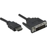 Manhattan 322782 HDMI-kabel HDMI / DVI Adapterkabel HDMI-A-stekker, DVI-D 24+1-polige stekker 1.00 m Zwart