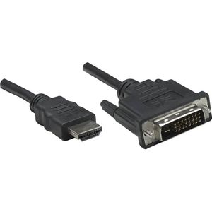 Manhattan 322782 HDMI-kabel HDMI / DVI Adapterkabel HDMI-A-stekker, DVI-D 24+1-polige stekker 1.00 m Zwart