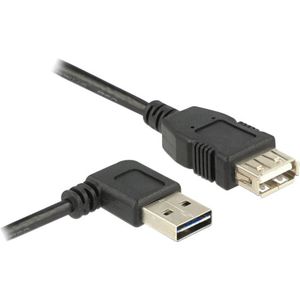 Delock USB-kabel USB 2.0 USB-A stekker, USB-A bus 2.00 m Zwart Stekker past op beide manieren, Vergulde steekcontacten, UL gecertificeerd 83552