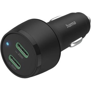 Hama USB-oplader 45 W Auto, Vrachtwagen Uitgangsstroom (max.) 3000 mA Aantal uitgangen: 2 x USB-C