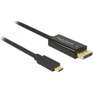 Delock 85257 USB-C-displaykabel USB-C / DisplayPort Adapterkabel USB-C stekker, DisplayPort-stekker 3.00 m Zwart Vergulde steekcontacten