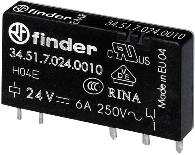 Finder 34.51.7.024.5000 Printrelais 24 V/DC 6 A 1x wisselcontact 1 stuk(s)