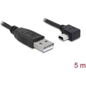 Delock USB-kabel USB 2.0 USB-A stekker, USB-mini-B stekker 5.00 m Zwart 82684